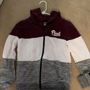 pink zip up with hood